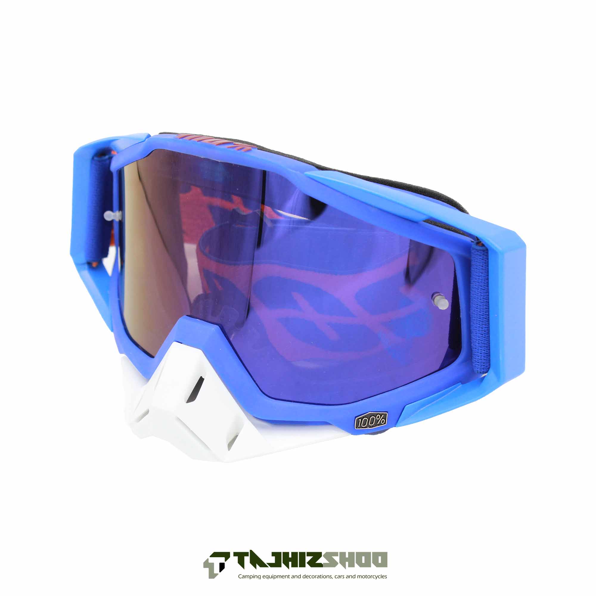 عینک کراسی کلاه کاسکت برند100% آبی