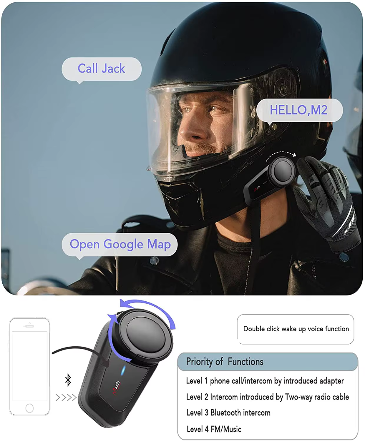 بلوتوث کلاه کاسکت M6S